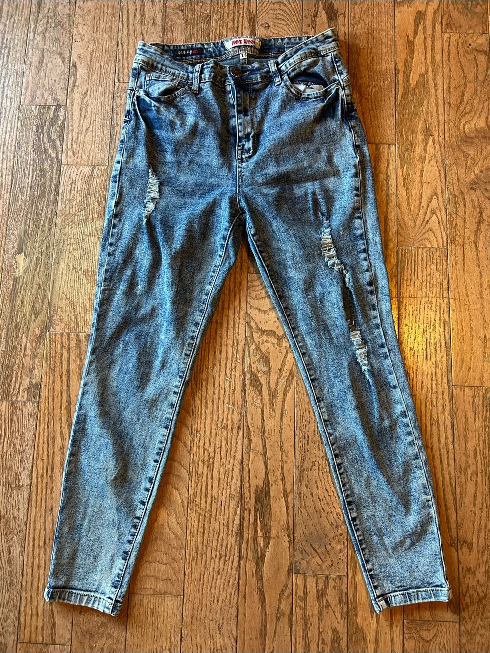 Hot Kiss Light Blue Distressed Skinny Jeans juniors